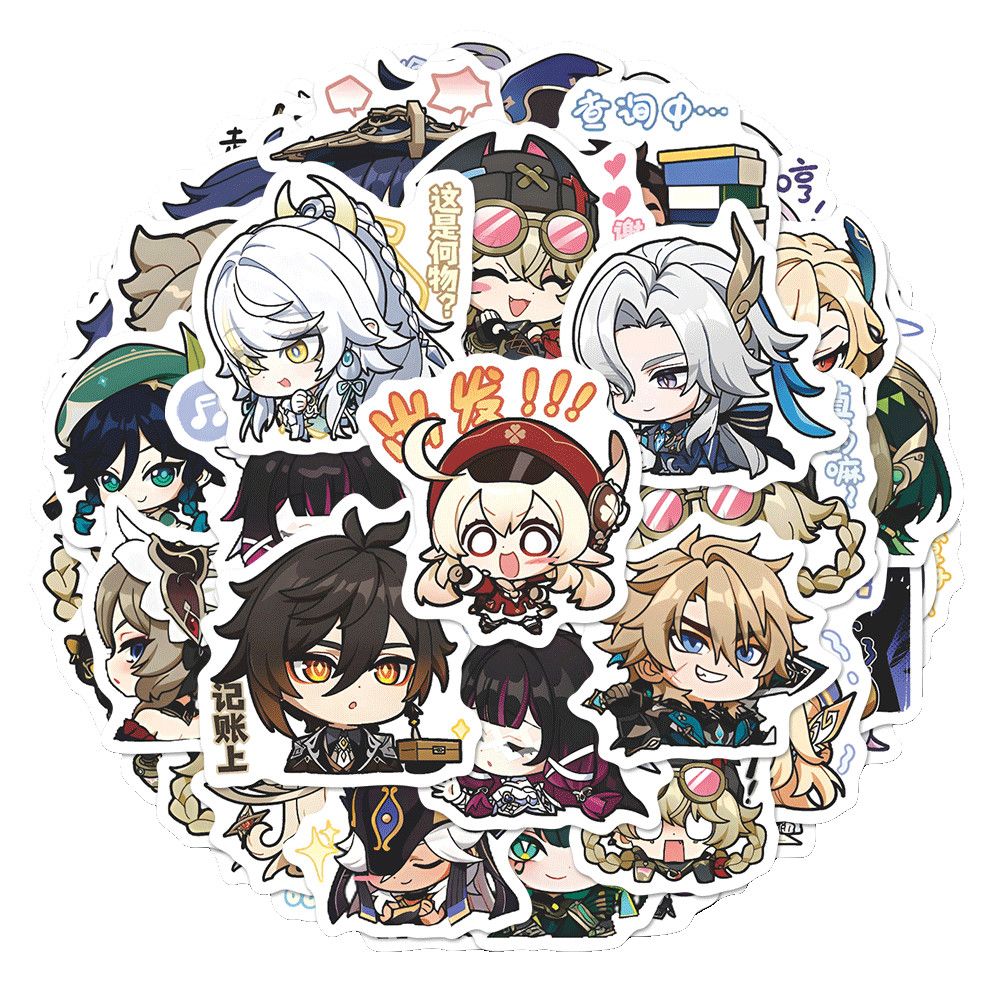 64 pegatinas de anime de Gensh - Laptop Original Accessories reseña y precio
